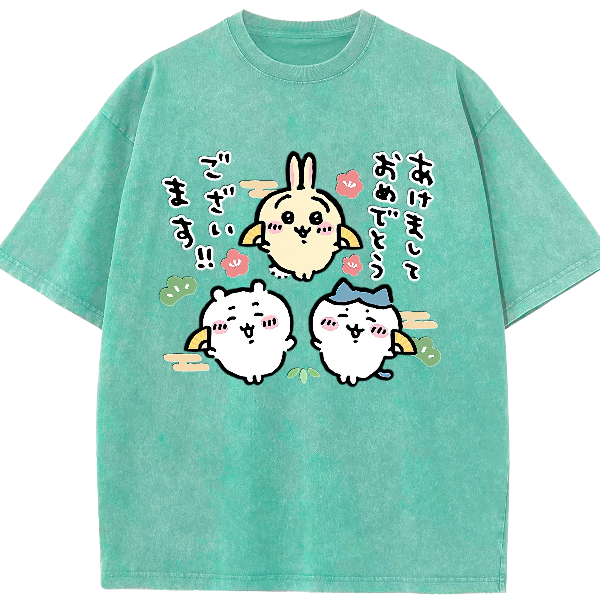 （画像用） ちいかわ ちいかわ Chii-kawa chiikawa 綿100% ヴィンテージ風 半袖Tシャツ（フロントプリント）